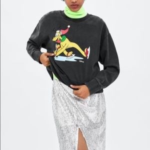 Zara Disney Pluto Oversized Cropped Sweatshirt S